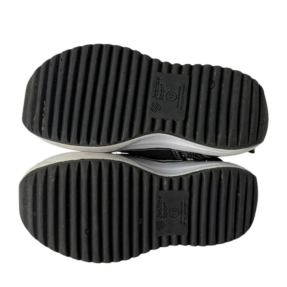 Justice Sport Girls Black White High Top Platform Sneaker Shoe Size 13